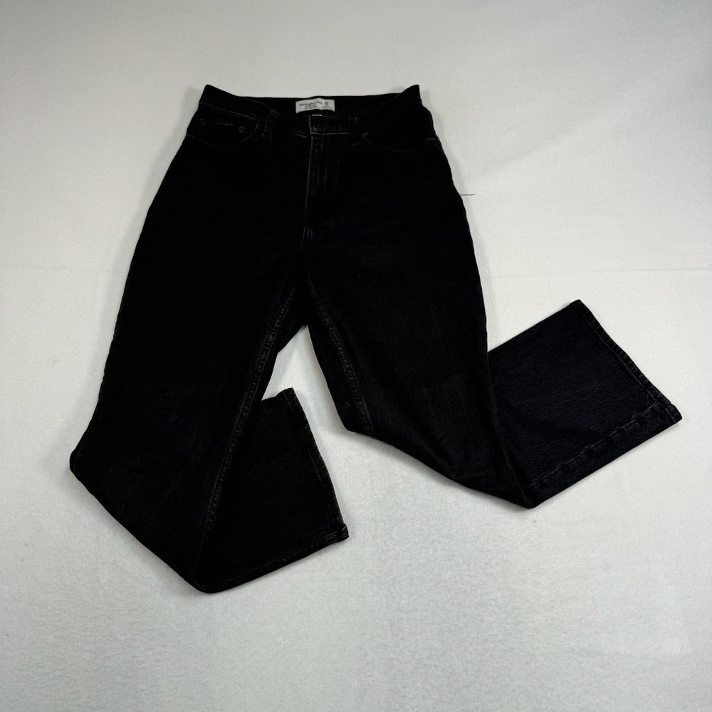 Abercrombie Fitch The Kick Flare Curve Love Jeans Womens Sz 28/6 Black High Rise